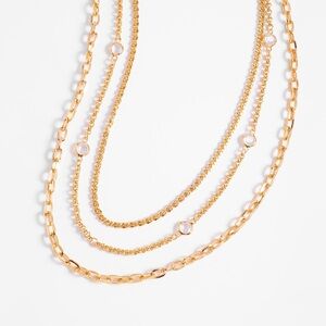 Nice & Bella Gold Layered Necklace with small crystal-tone stones Accents